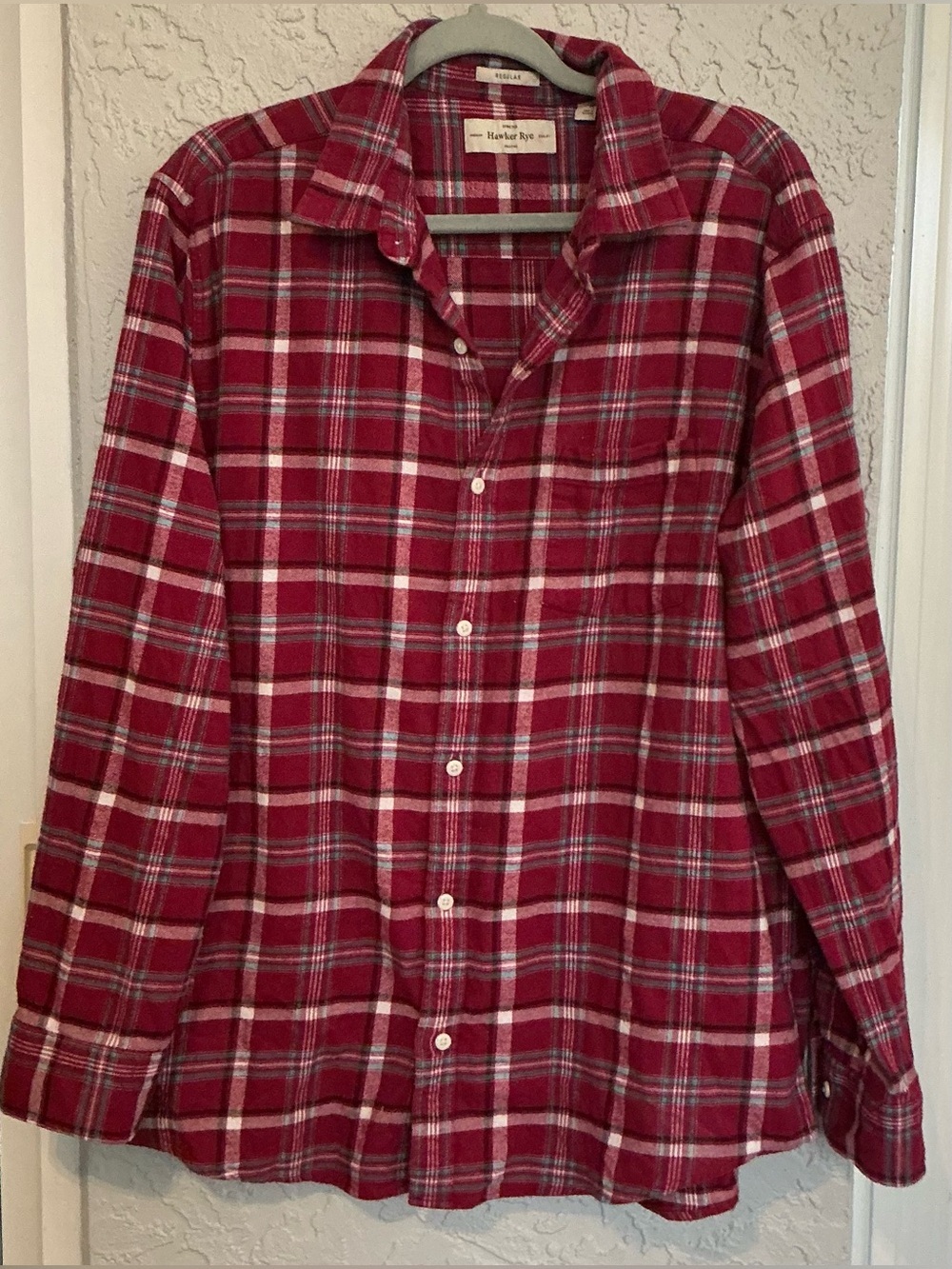 Hawker Rye Burgundy Plaid Button-Front Regular Casual Shirt l